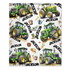 Name Customized Boys Girls Kids Tractor Truck Blanket, Gifts for Kids