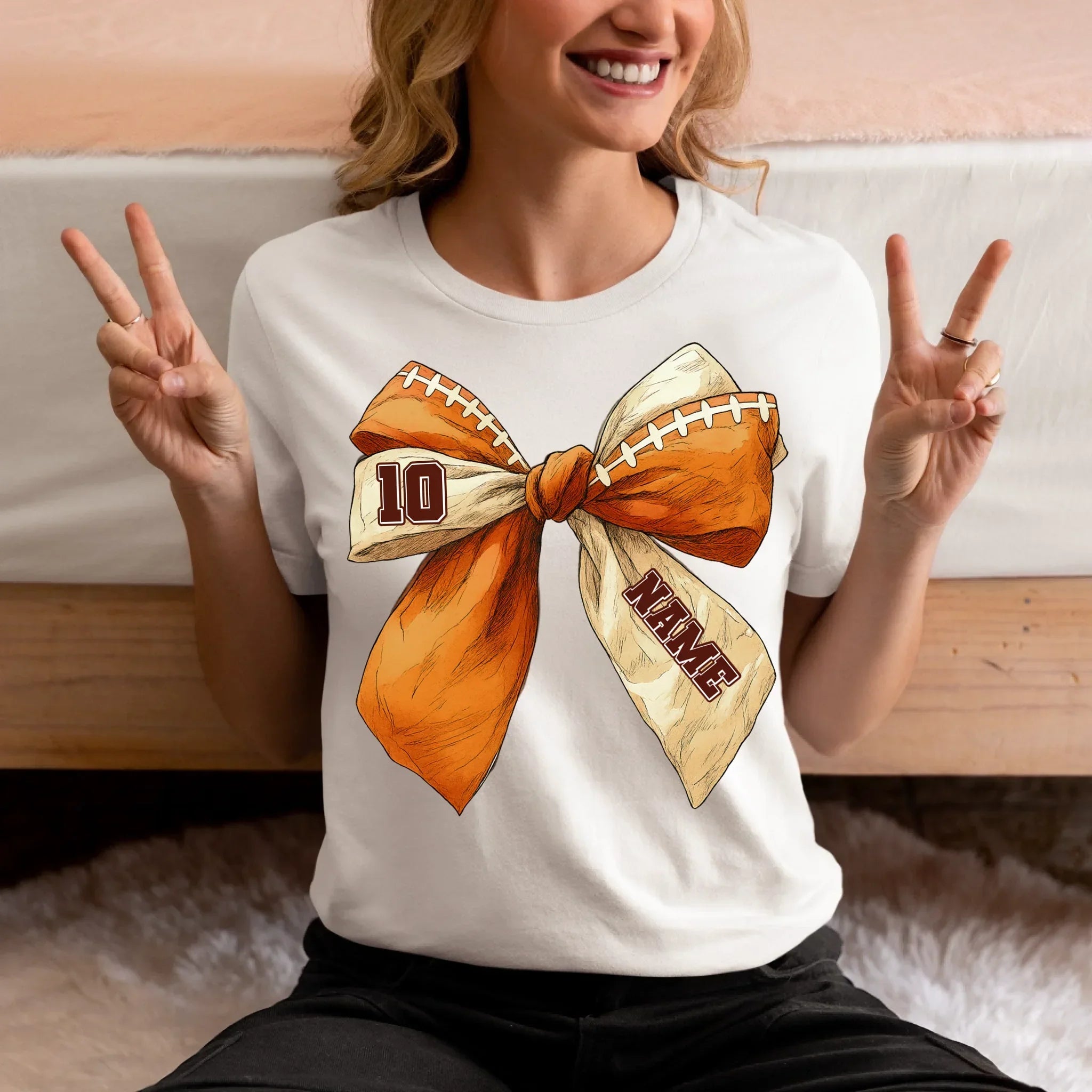 crewneck-tee-mockup-of-a-woman-making-peace-signs-with-her-hands-m37293