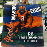 Football blanket with Name and Number, Football Blanket, Football Lover Blanket, Blanket for Football Fan, Football Player Gifts
