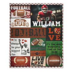 Custom Football Life Blanket - Personalized Sports Throw with Football Design - Gift for Football Fans
