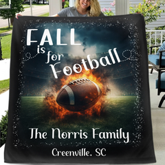 Custom Fall Football Blanket - Personalized Autumn Sports Throw - Teen Boys Gift for Football Fans