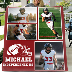 Personalized American Football Blanket - Custom Team Colors & Jersey - Gift for Athlete, Sports Lover