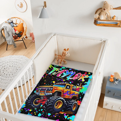 Custom Name Monster Truck Splatter Blanket – Fun Gift for Truck Lovers & Kids