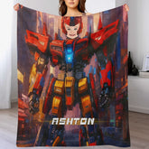 Custom Robot Blanket - Personalized Face Photo Transformer Throw Blanket - Gift for Kids Boys
