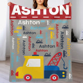 Custom Truck Blanket - Personalized Car Word Art Throw - Gift for Kids Boys