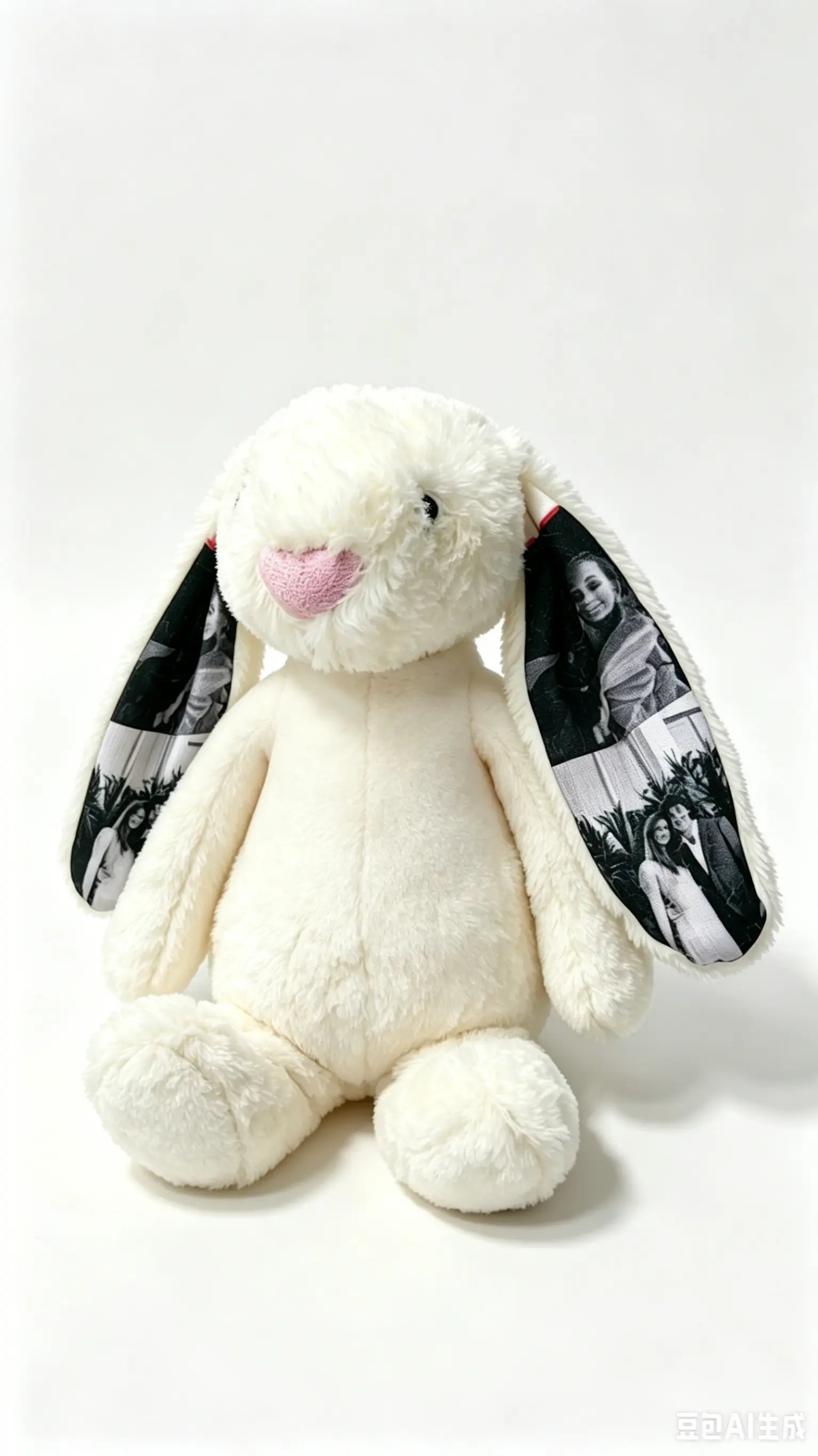 Custom Photo Bunny Plush Personalized Hidden Ear Picture Bunny Gift for Couples Anniversary Mother's Day Gifts