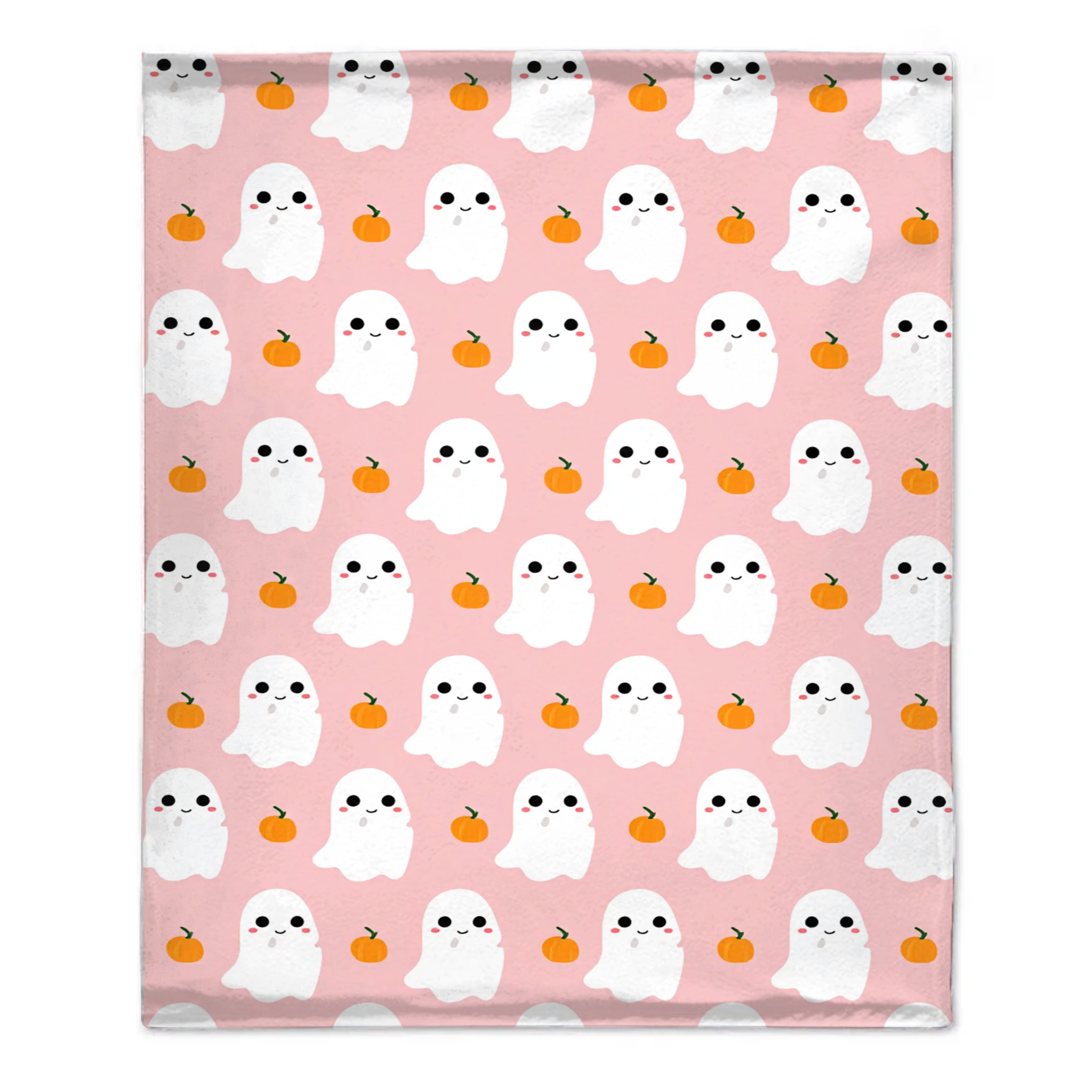 Cute Ghost Pumpkin Pink Blanket Halloween Lightweight Throw Blanket