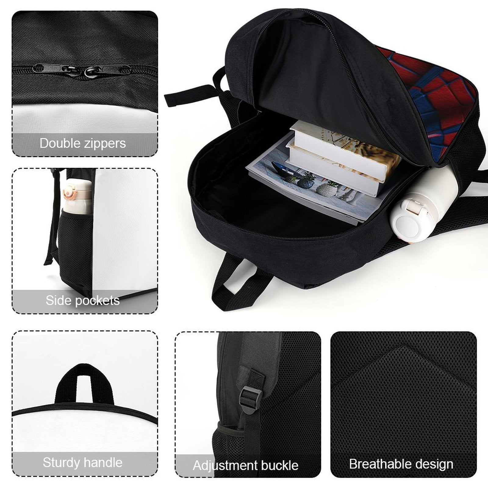Kids Superhero Spider Web Backpack Set with Lunch Bag & Pencil Case