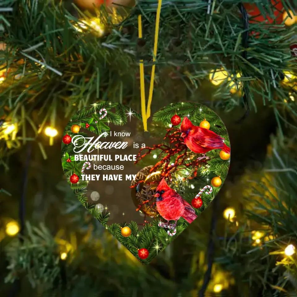 Adorno de Corazón Conmemorativo Personalizado - Sé que el Cielo es un Lugar Hermoso por la Pérdida de Mamá Papá