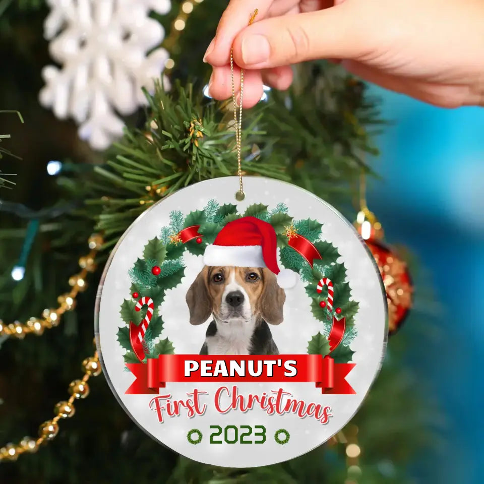 Adorno personalizado para perro y gato - ¡Pata-tásticamente Emocionado por la Primera Navidad!
