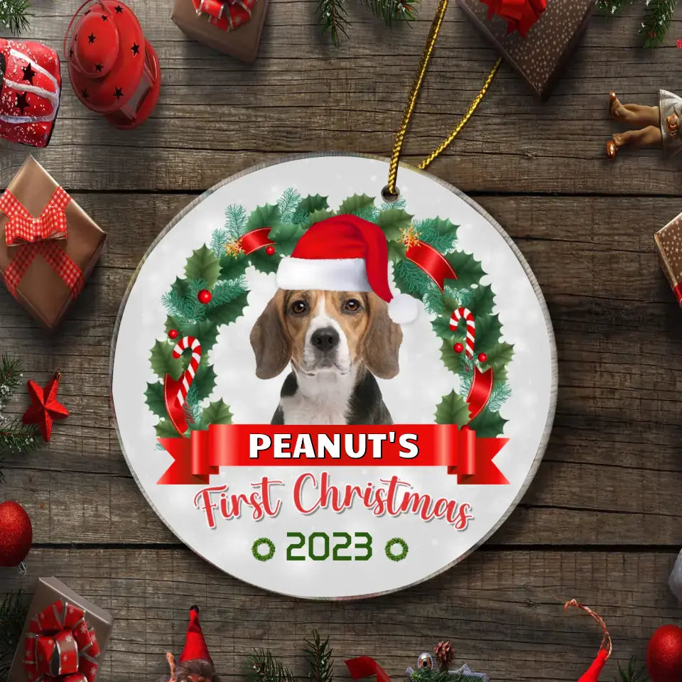 Adorno personalizado para perro y gato - ¡Pata-tásticamente Emocionado por la Primera Navidad!