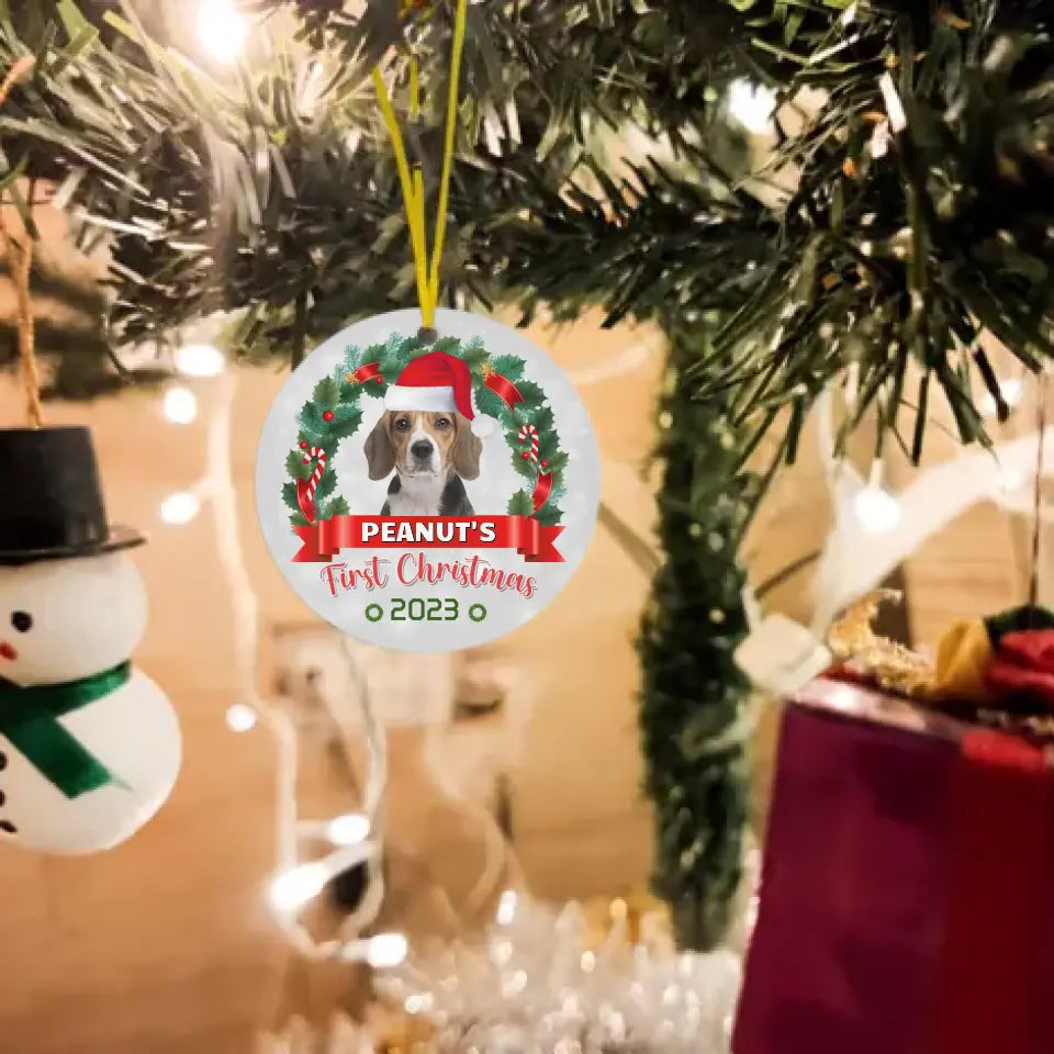Adorno personalizado para perro y gato - ¡Pata-tásticamente Emocionado por la Primera Navidad!