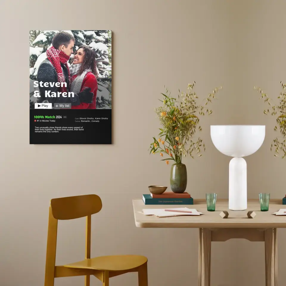 Personalisiertes individuelles Paar-Portrait aus Foto Film Leinwand Wandbild