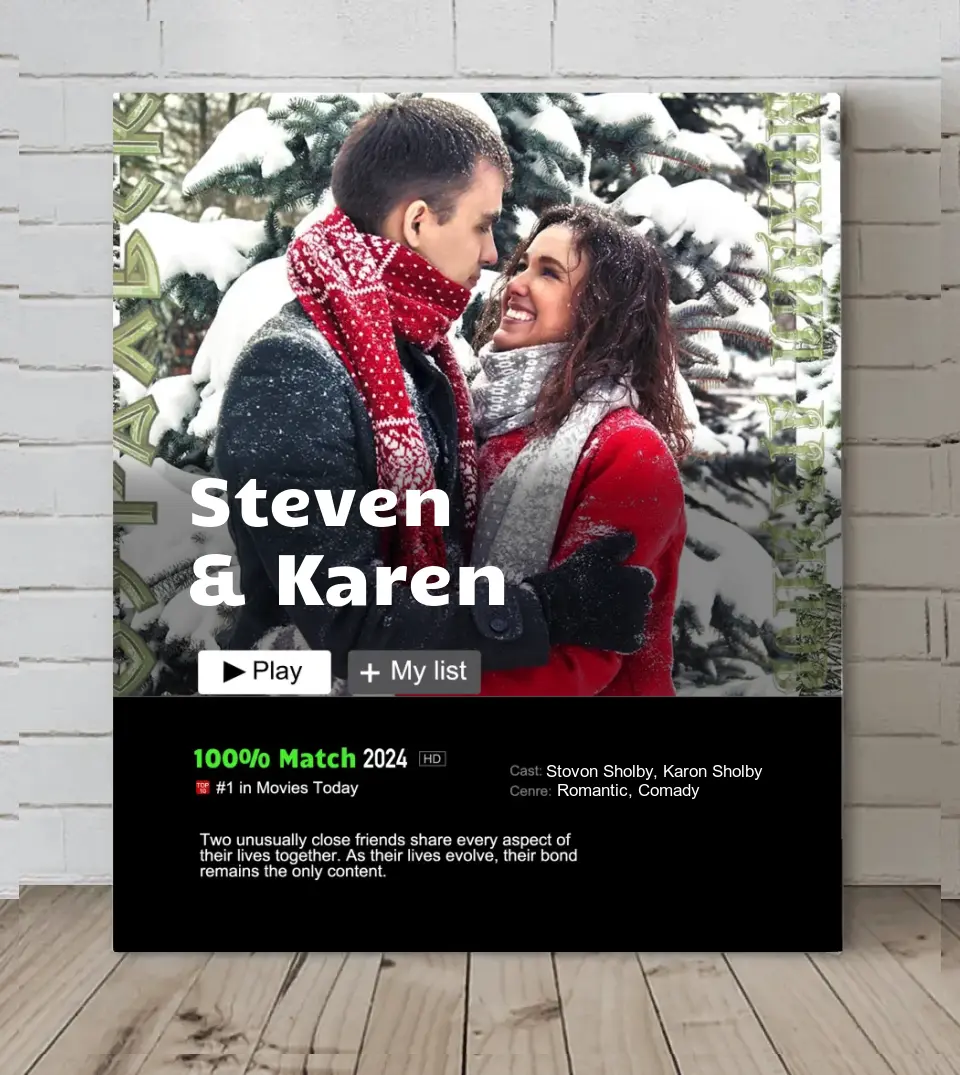 Personalisiertes individuelles Paar-Portrait aus Foto Film Leinwand Wandbild