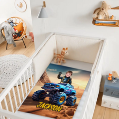 Customized Truck Blanket with Boy Name Picture,Personalized Kids Gift