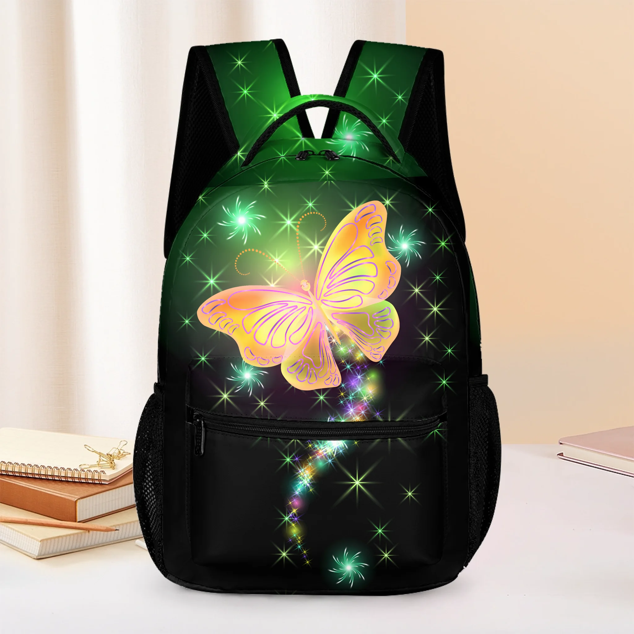 Dazzling Butterfly Name Customized Backpack - School Season Gift for Kids
