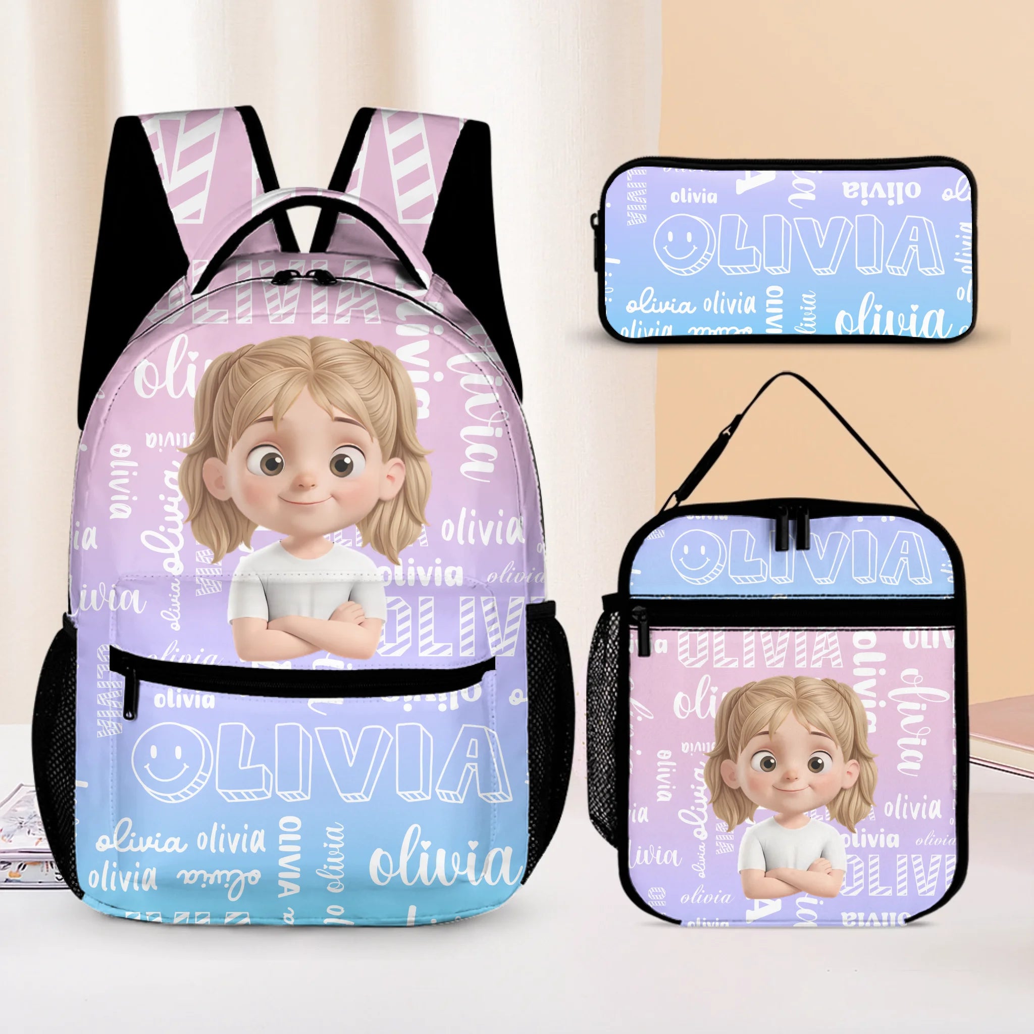 Customized Name-Backpack - Personalized Character - Gift for Children