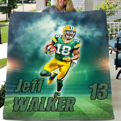 Personalized Football Blanket With Picture Custom Logo Team Blanket Gift For Teen Boy Custom Football Throw For Son Football Coach Gift