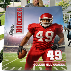 Personalized Football Player Photo Blanket Custom American Football Blanket Boys Football Blanket, Sport Blanket, Football Team Gift