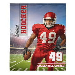 Personalized Football Player Photo Blanket Custom American Football Blanket Boys Football Blanket, Sport Blanket, Football Team Gift