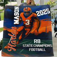 Football blanket with Name and Number, Football Blanket, Football Lover Blanket, Blanket for Football Fan, Football Player Gifts