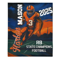 Football blanket with Name and Number, Football Blanket, Football Lover Blanket, Blanket for Football Fan, Football Player Gifts