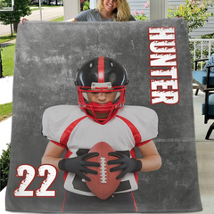 Personalized Football Blanket Custom Sport Gift-Teen Boy Football Gift For NFL Custom Football Blanket With
