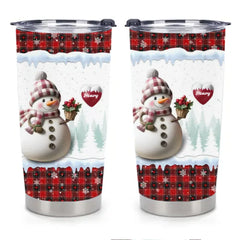 Merry Christmas Snowman Grandma-Personalized Name Customized Glass Cup-Gift for Grandma