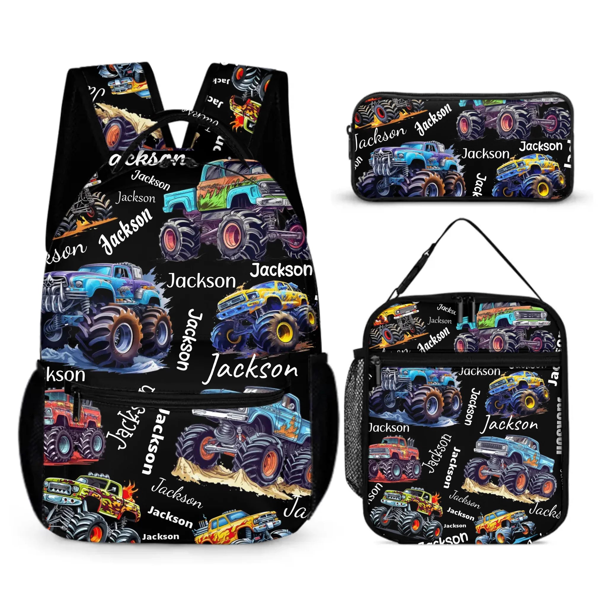 Personalized Monster Truck Backpack with Custom Name