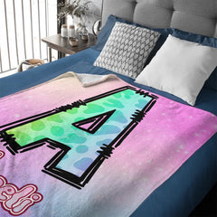 Custom Leopard Print Kids Blanket - Personalized Initial Name Throw Blanket - Gift for Girls Boys Children
