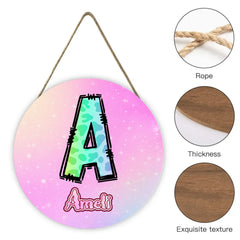 Custom Leopard Print Letter Wooden Door Sign - Personalized Initial Wall Plaque with Name - Gift for Kids Room