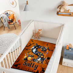 Custom Halloween Letter Blanket - Personalized Initial Name Throw Blanket - Gift for Kids & Families
