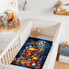 Custom Halloween Blanket – Personalized Pumpkin Skull Throw Blanket – Gift for Kids & Horror Lovers