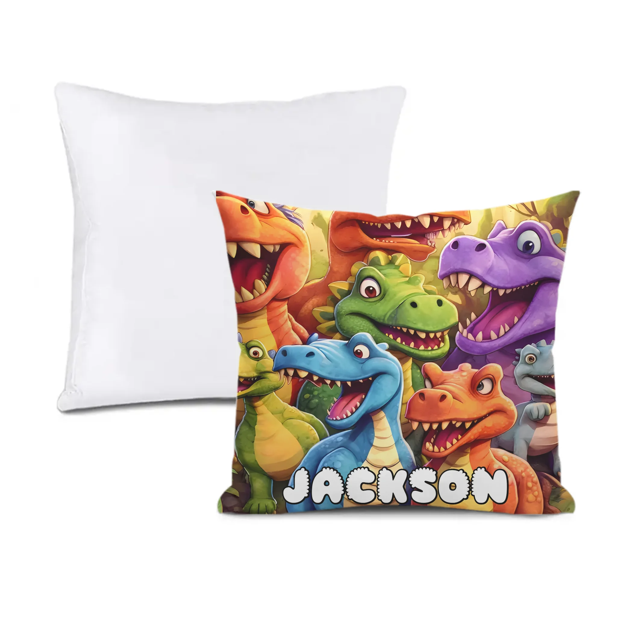 Personalisierbares süßes Dinosaurier-Kissen – mit Wunschnamen – Geschenk für Kinder