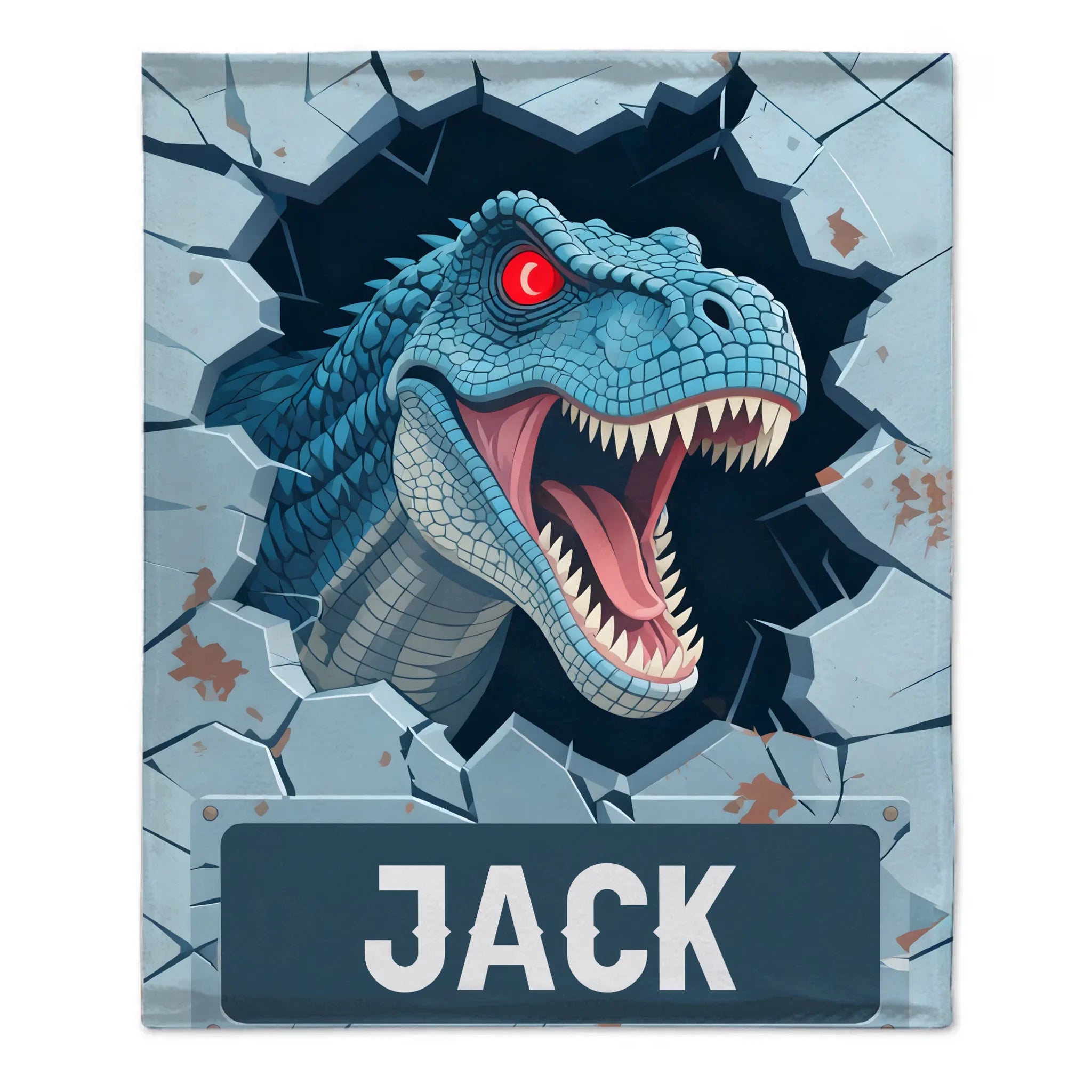 Custom Dinosaur Blanket – Personalized Wall-Breaking T-Rex Throw – Gift for Boys