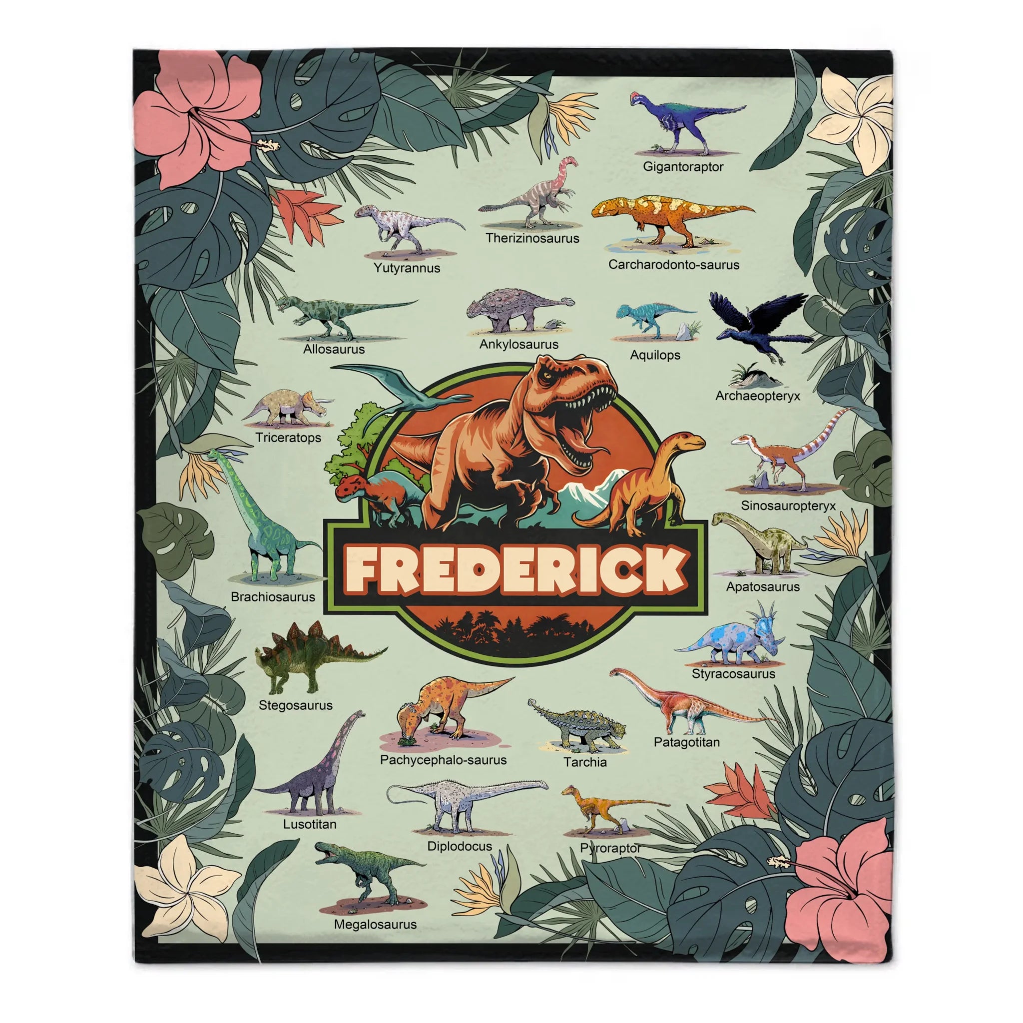 Personalized Jurassic Dinosaur Name Custom Blanket-Gift for Children Who Love Dinosaurs