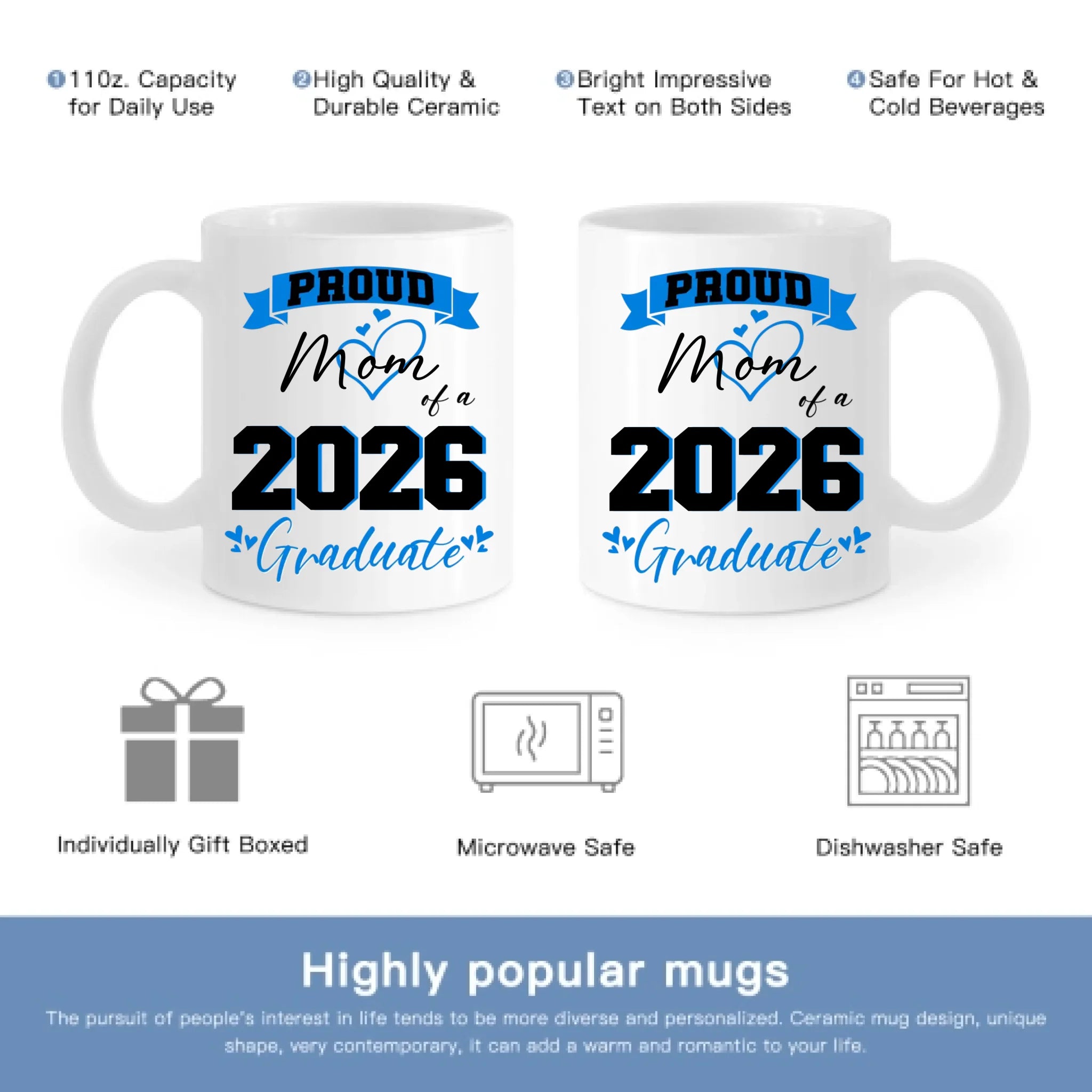 Customized Graduation Themed Mug - Personalized Name and Year Graduation Season Mug - A Gift For Family,Graduate Parents