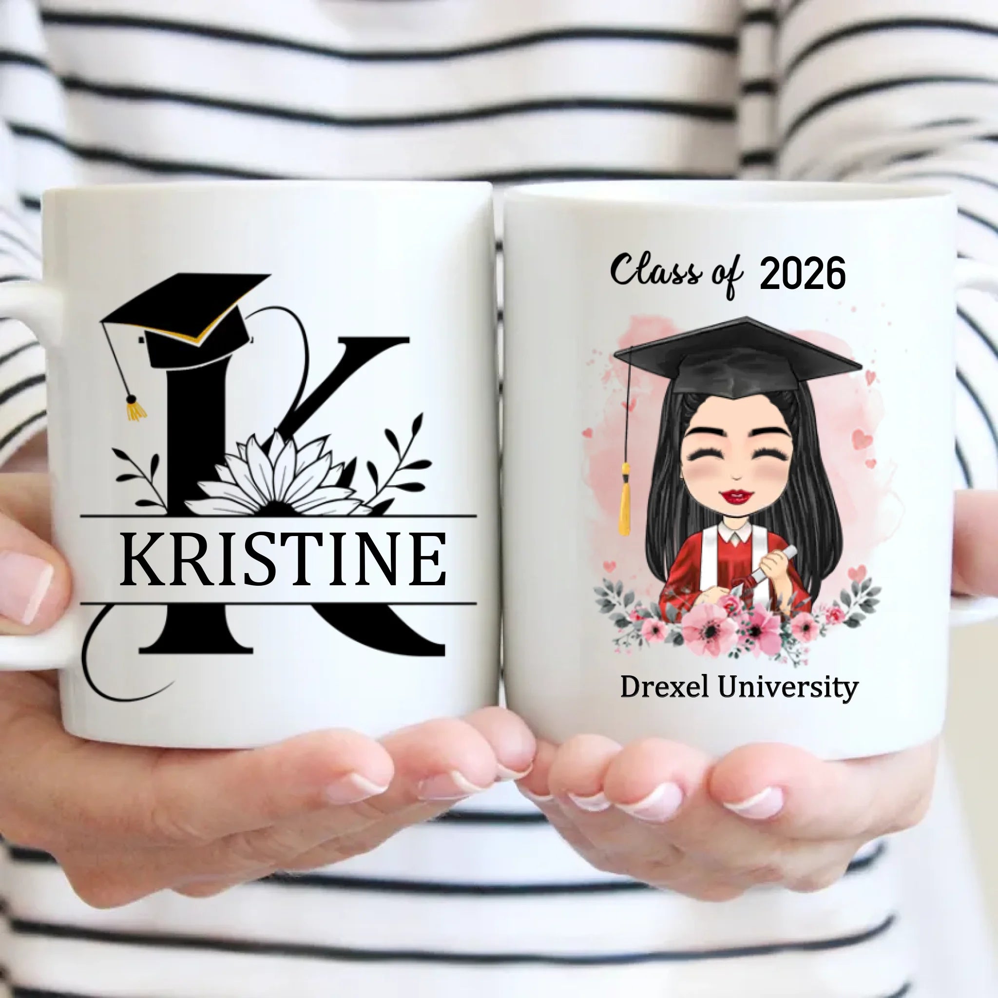 Personalized Custom Mug - Graduation Class Of 2026 ,  Clipart Flower