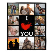 Custom Couple Photo Blanket – Personalized 10-Grid Collage Throw – Gift for Anniversary