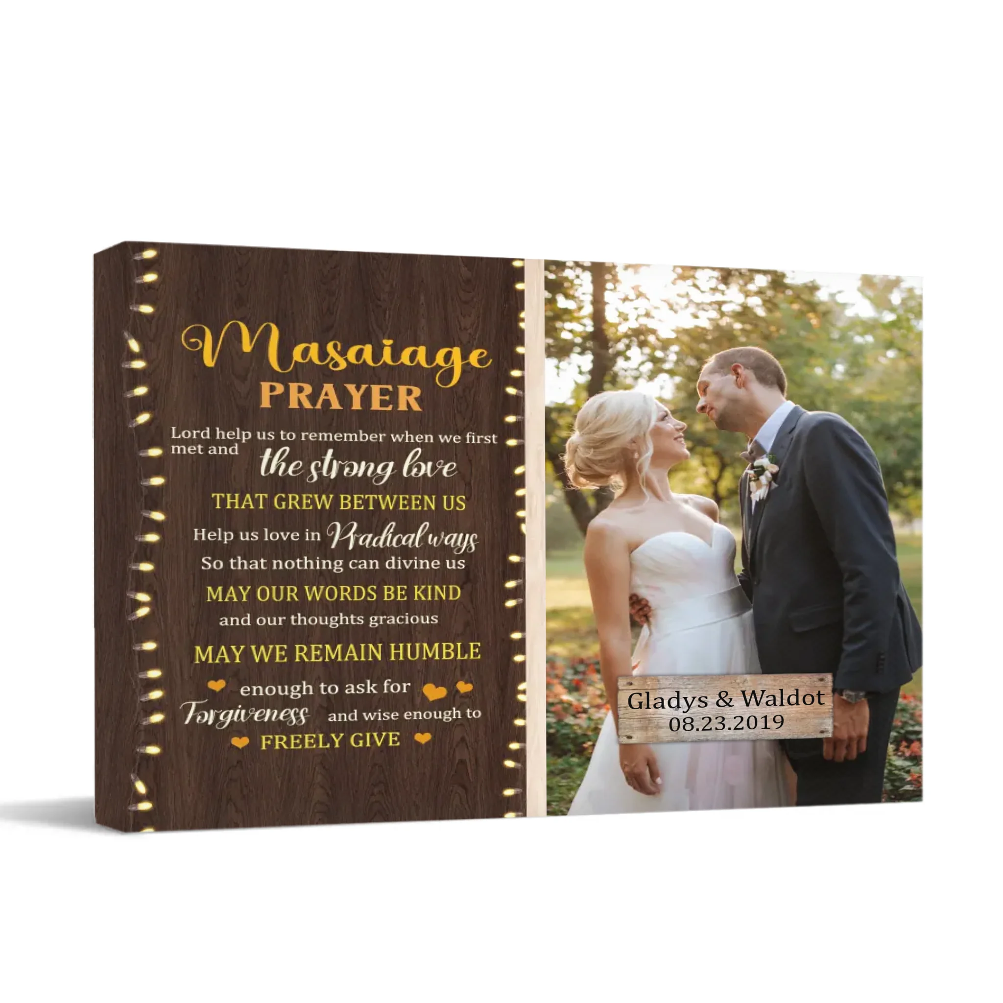 Personalized Canvas Custom Photo Marriage Prayer - Anniversary Wedding Couples Gifts