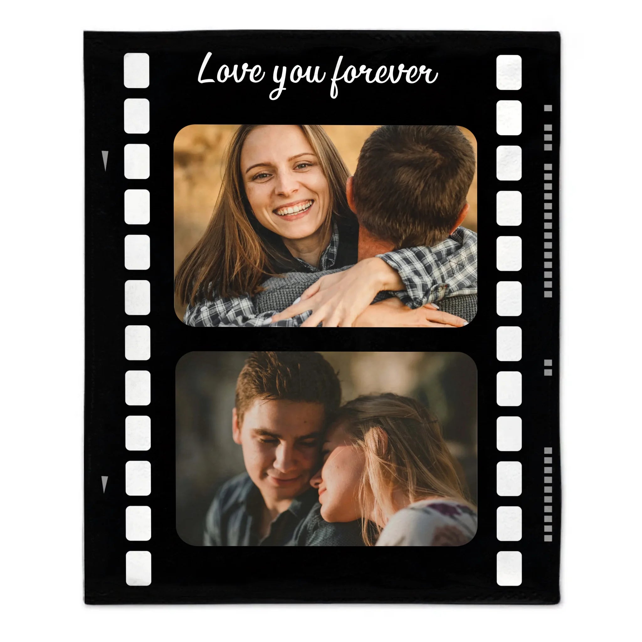Manta de fotos personalizada "Tira de película" – Regalo "Te amaré por siempre" para parejas y familias