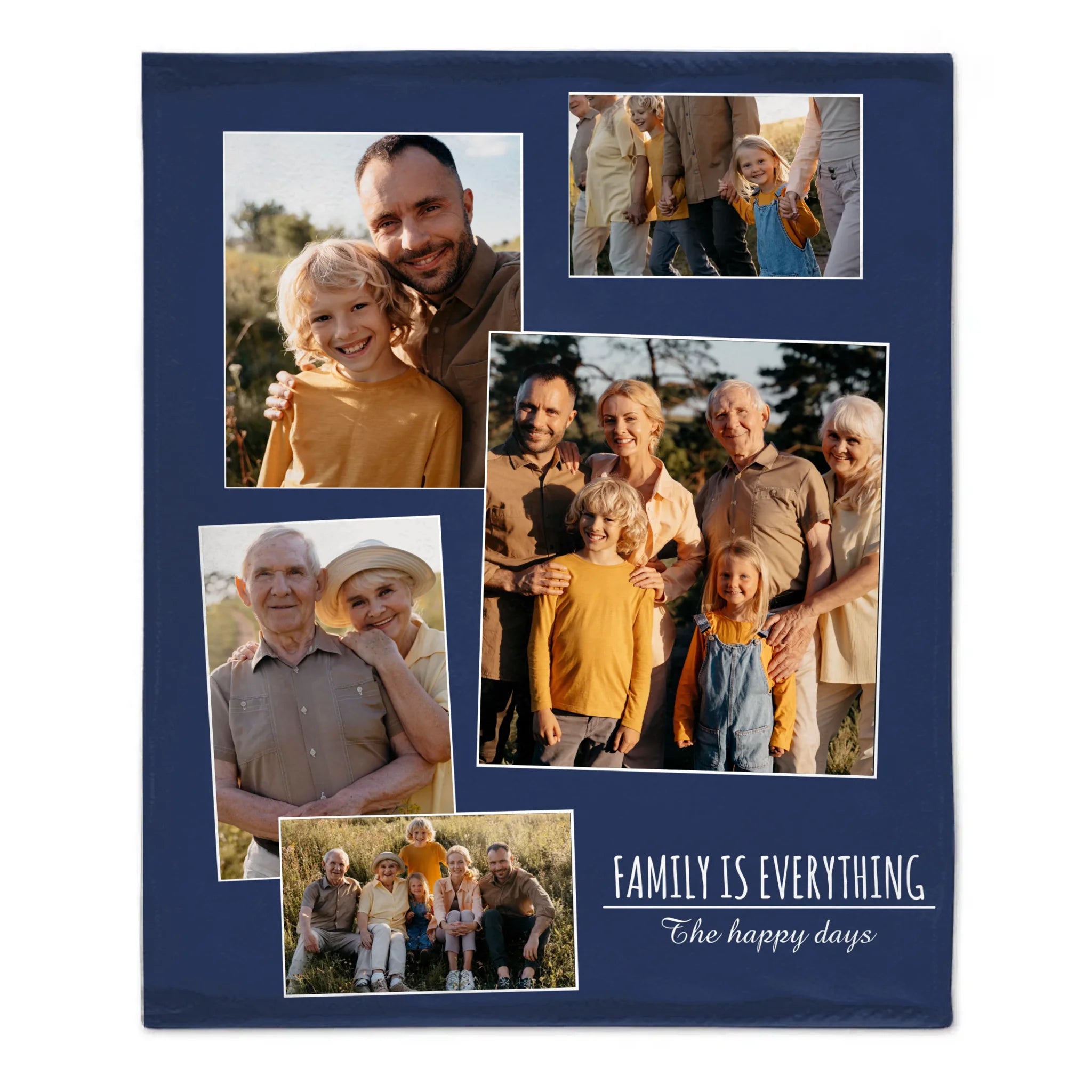 Custom Family Photo Blanket - Personalized Family Picture Throw - Gift for Parents & Grandparents