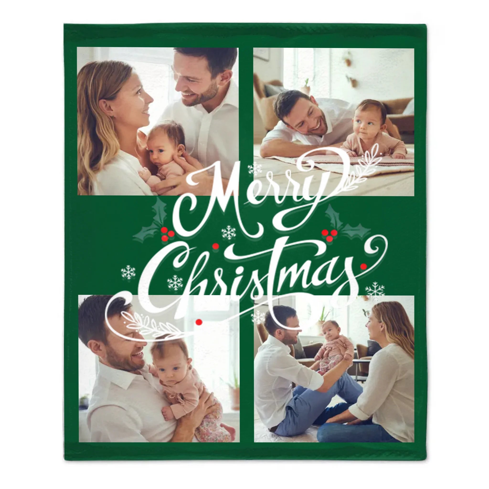 Customized Blanket for Family Photos - Christmas Home Decor Personalized 4 Photos Soft Blanket - Christmas Gift For Family