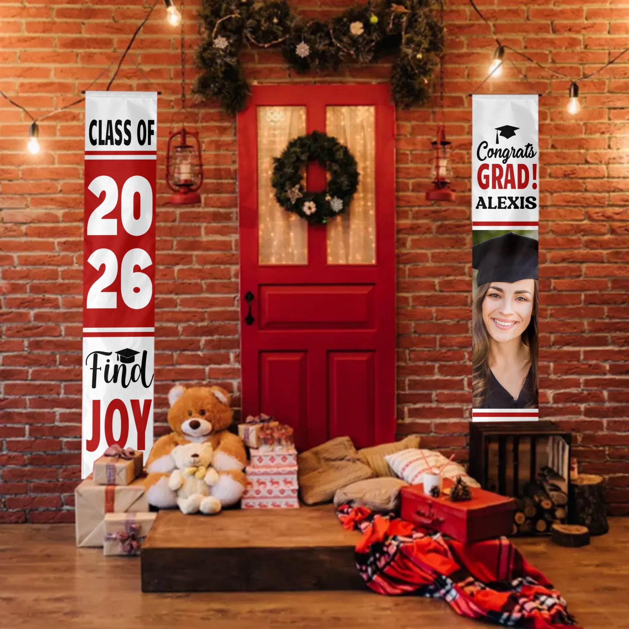 Personalized White Graduation Door Banner - Find Joy In The Journey