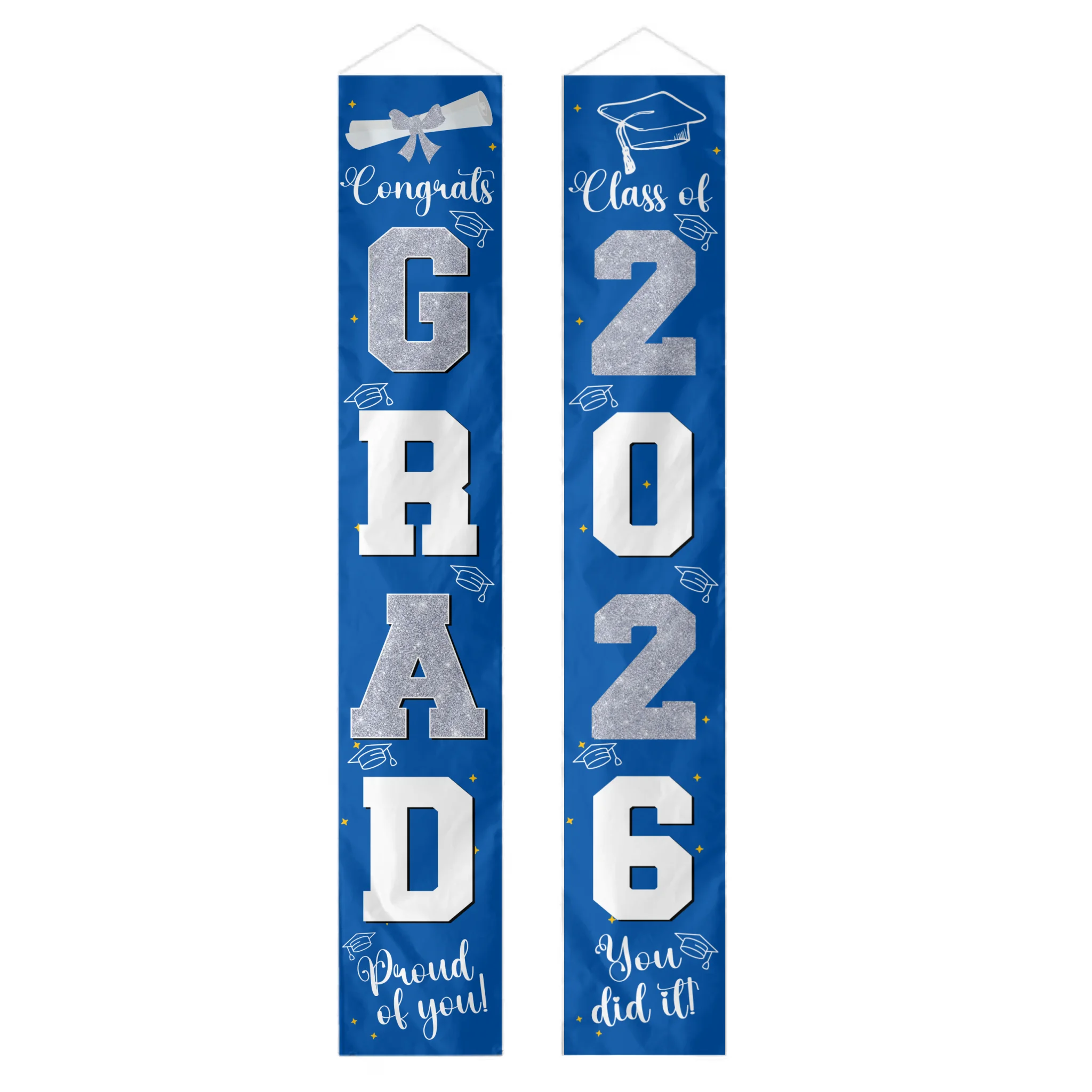 Graduation Decorations Silver 2026 Banner - for Class of 2026 - Graduates Party Supplies