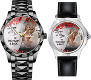 Love You To the Moon&Back-Custom Couple Photo Watch