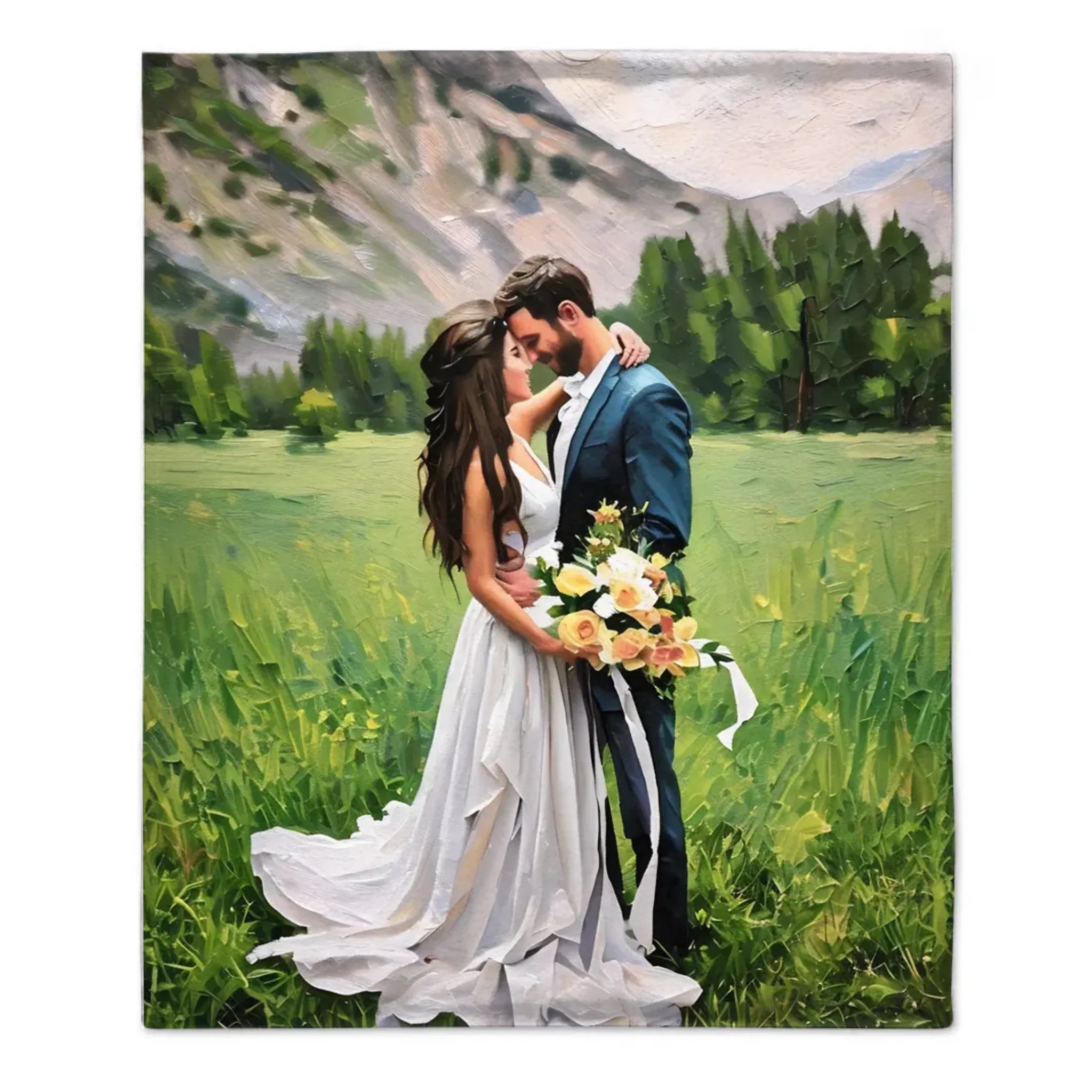 Canvas of Love: Personalized Photo Blanket in Oil Painting Style
