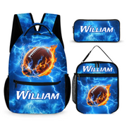 Personalized Flaming Football Lightning Backpack with Custom Name