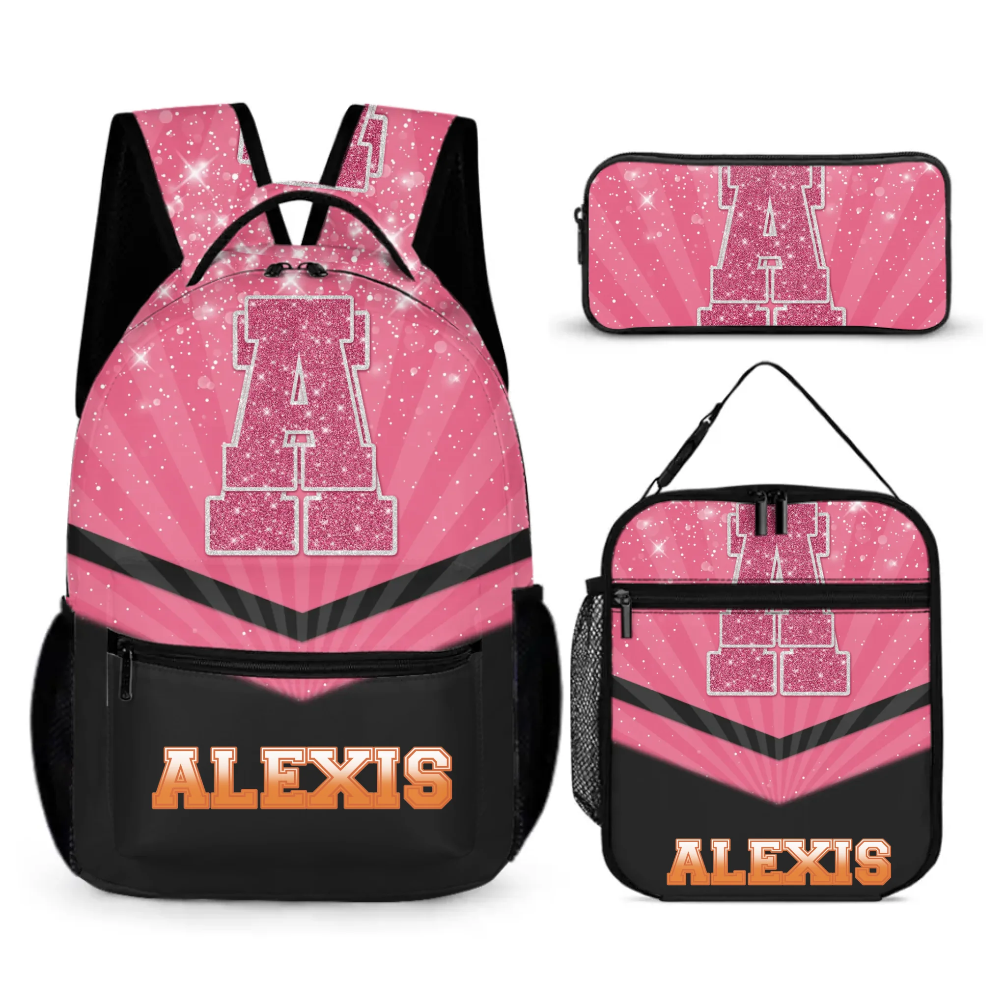 Customized Backpack - Personalized Glitter Monogrammed Name Bags for Kindergarten, Preschool and Elementary School Children