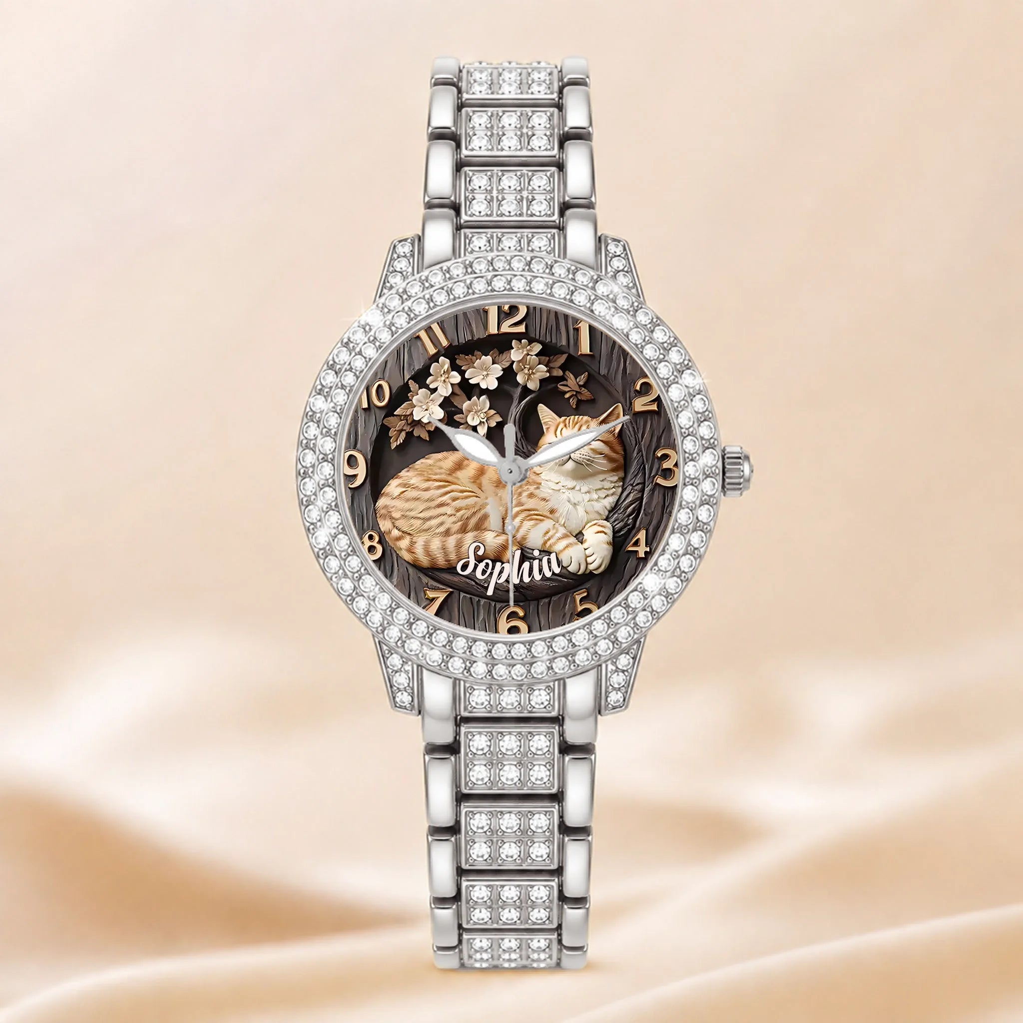 Customised Cat Watch - Cat-themed Watch with Personalised Name and Photo - A Gift For Family,Friend,Cat Lovers,Cat Owners